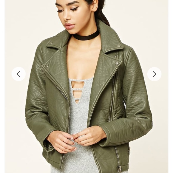 Forever 21 Jackets & Blazers - Olive Green Thick Leather Jacket